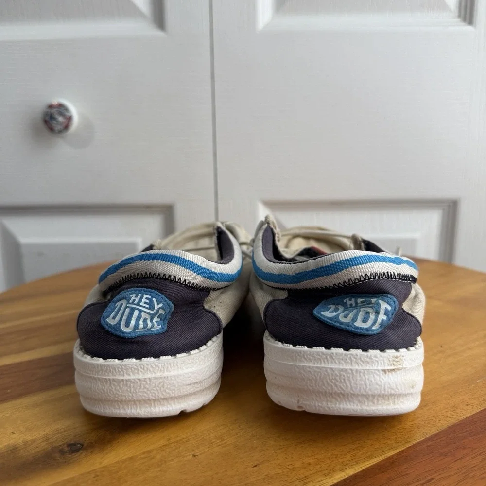 Hey Dude Wally Letterman Jacket Slip On Shoes Boys Size 4 Travel Lightweight